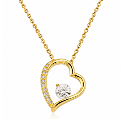 Willow | Gold Plated Heart Charm Necklace with Zircons