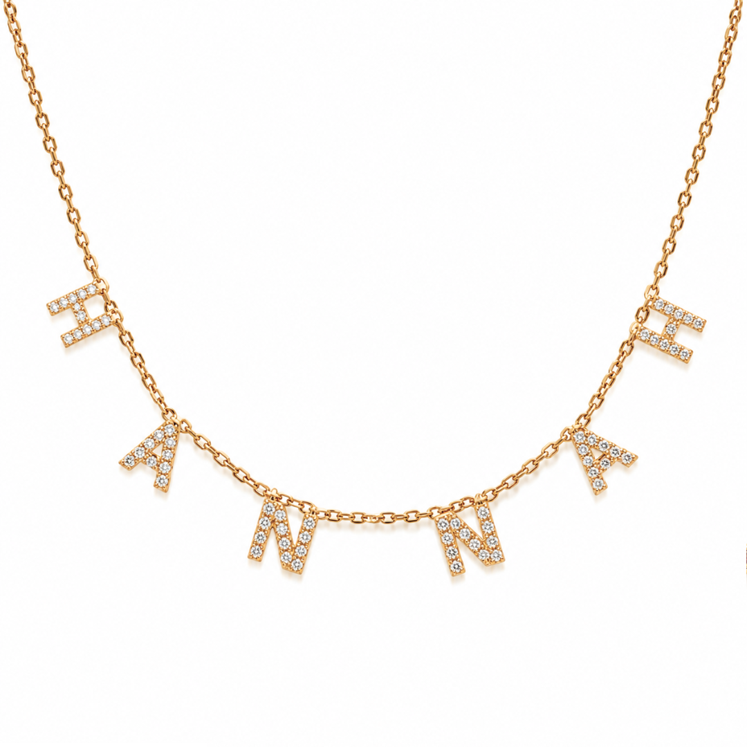 Amira | Gold Plated Suspended Personalised ICY Name Necklace
