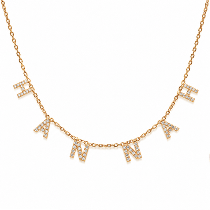 Amira | Gold Plated Suspended Personalised ICY Name Necklace