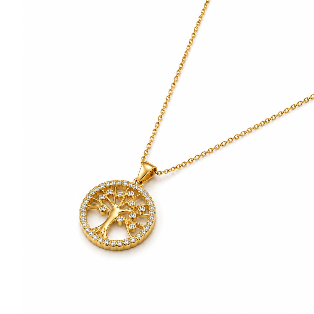 Cambria | Gold Plated Tree of Life Necklace with Zircons