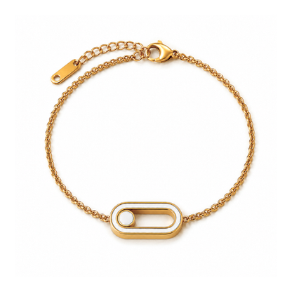 Rachel | Gold Plated Uno Geometric Sliding Ball Bracelet