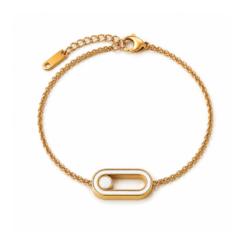 Rachel | Gold Plated Uno Geometric Sliding Ball Bracelet