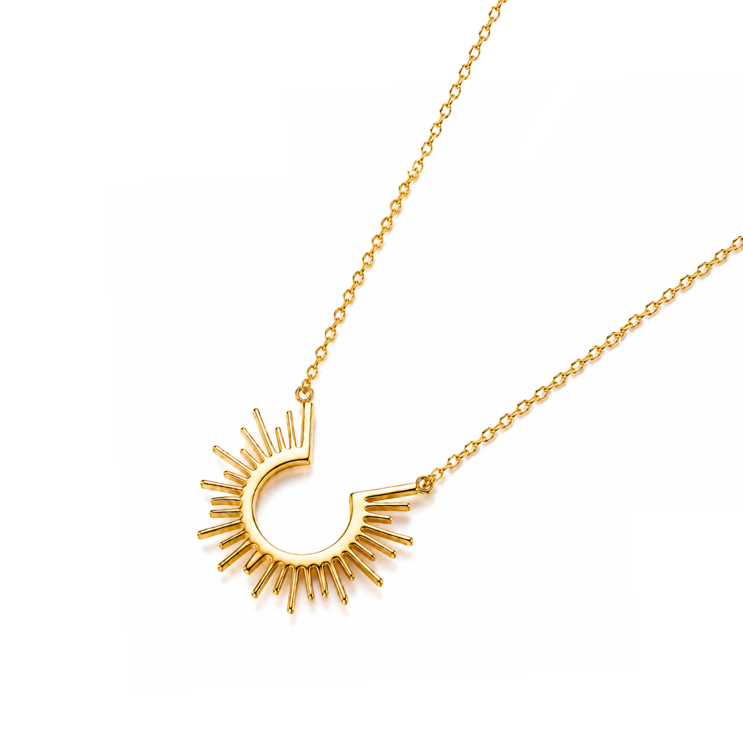 Dara | Gold Plated Half Sun Pendant Necklace