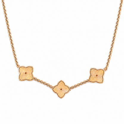 Isaebella | Gold Plated Textured Multi-Clover Necklace