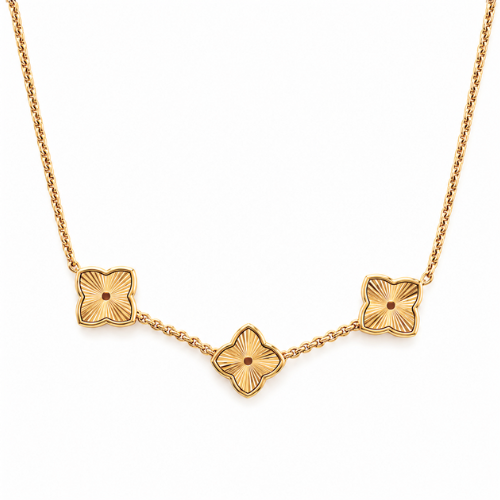 Isaebella | Gold Plated Textured Multi-Clover Necklace