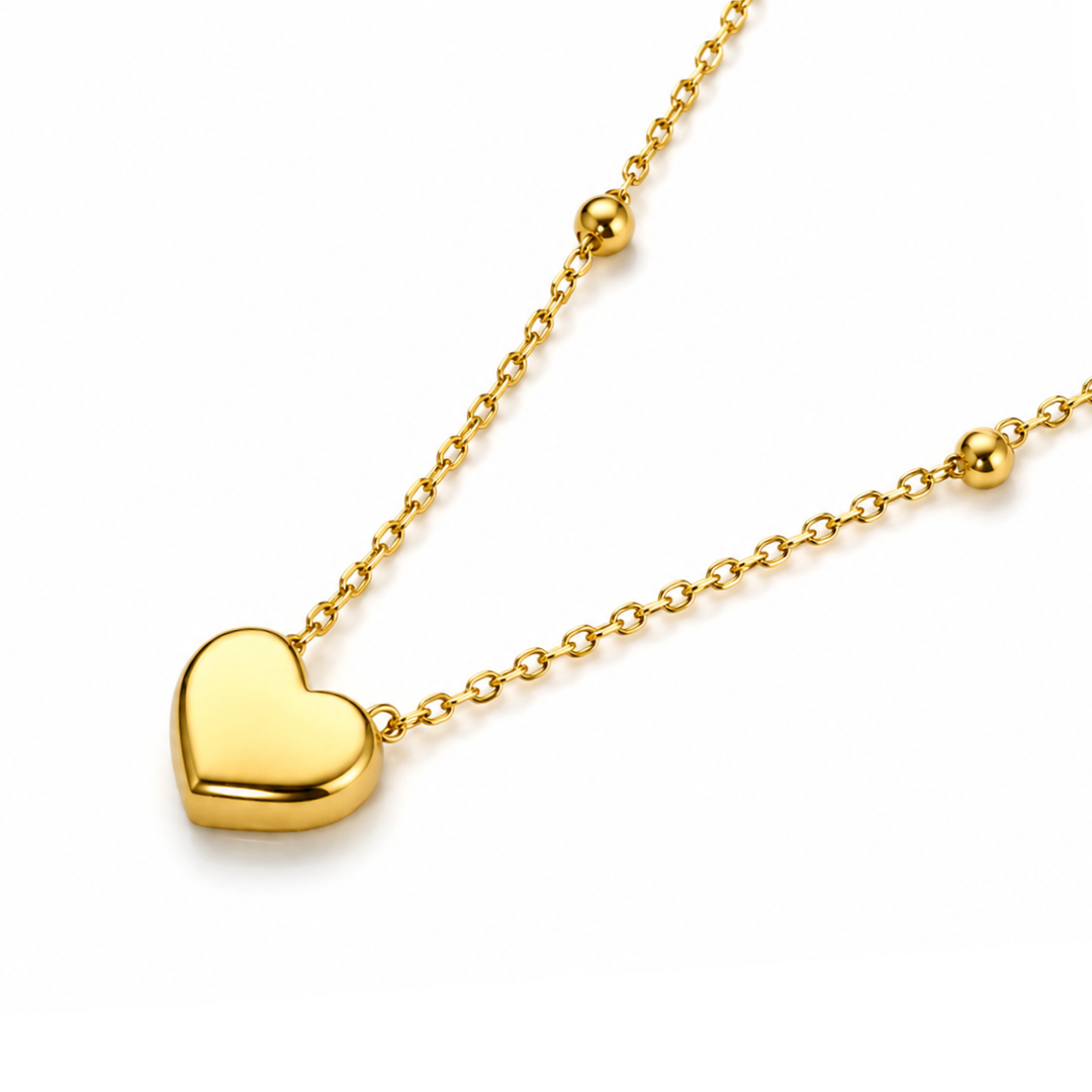 Lenora | Gold Plated Solid Love Heart Pendant Necklace
