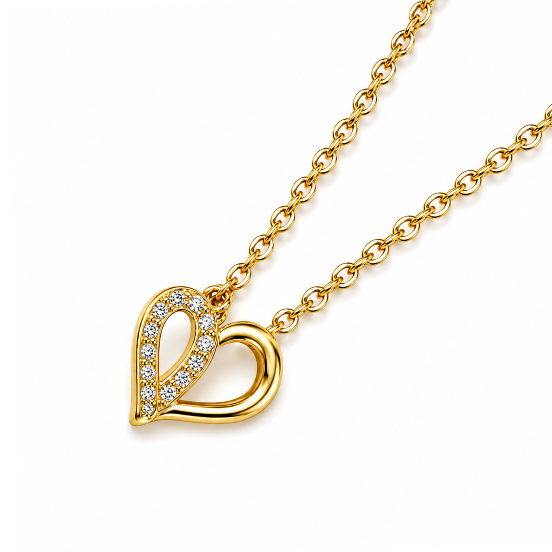Zorelle | Gold Plated Heart Zircon Pendant Necklace