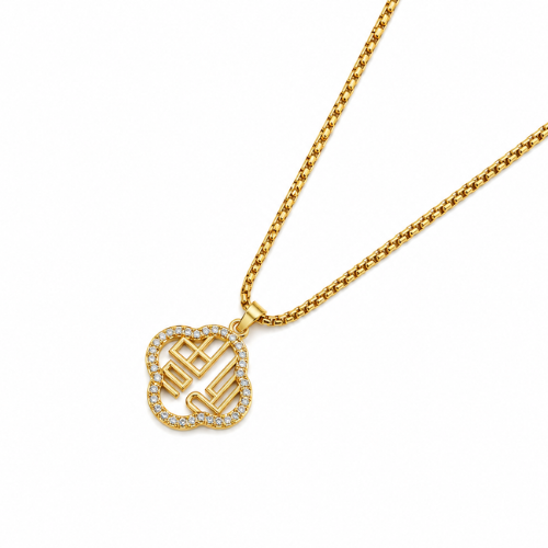 Coco | Gold Plated Hollow Clover Necklace with Zircons