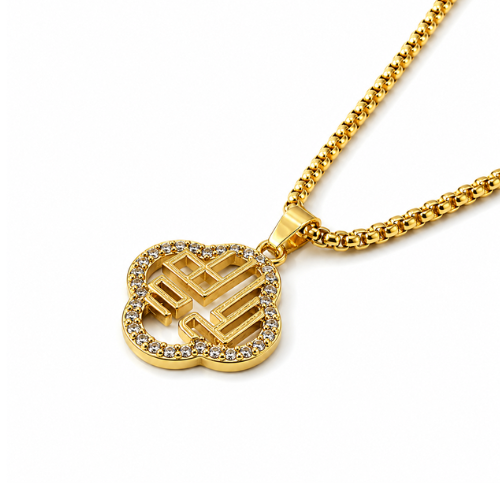 Coco | Gold Plated Hollow Clover Necklace with Zircons