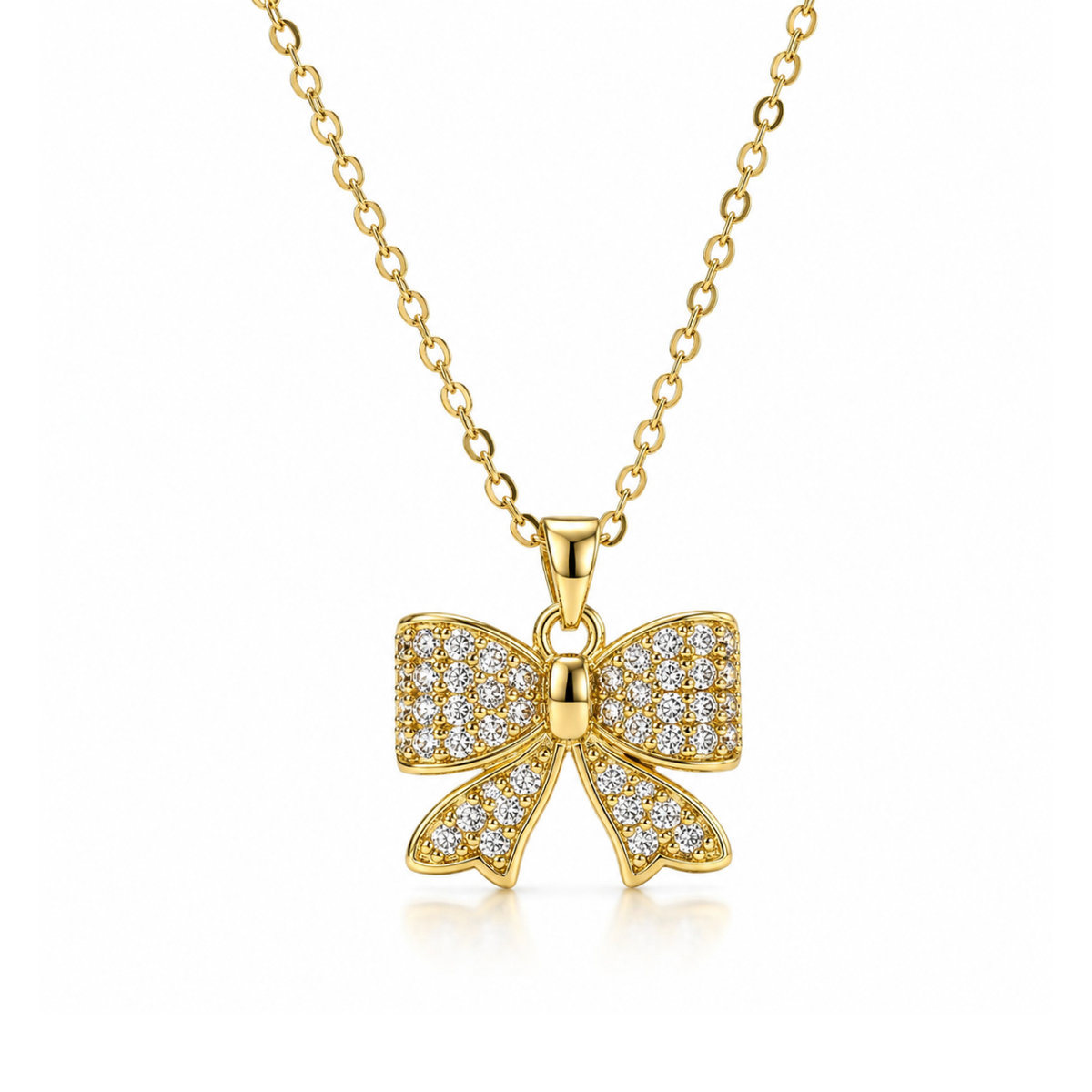 Margaret | Gold Plated Pavé Bow Necklace