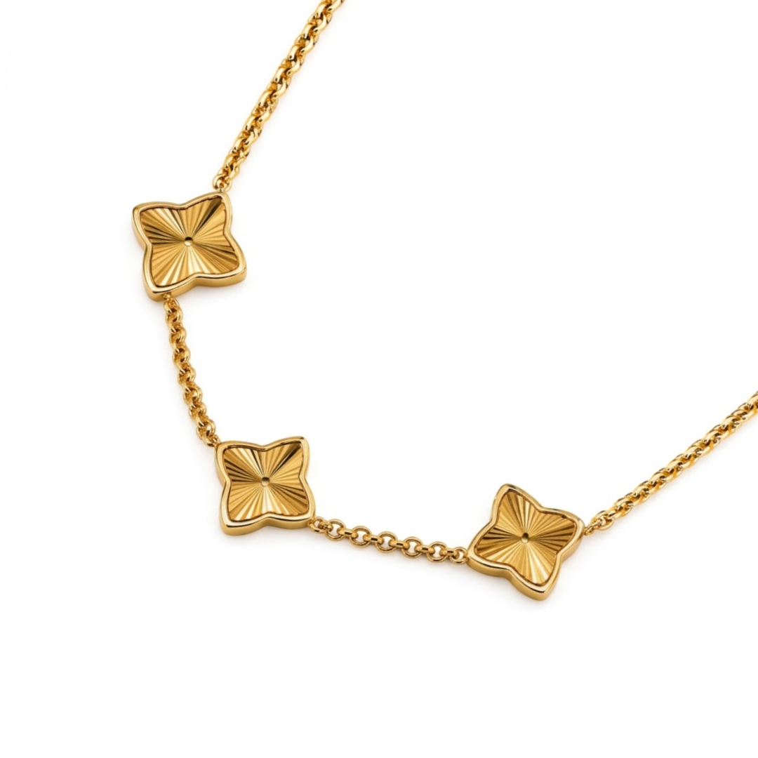 Isaebella | Gold Plated Textured Multi-Clover Necklace