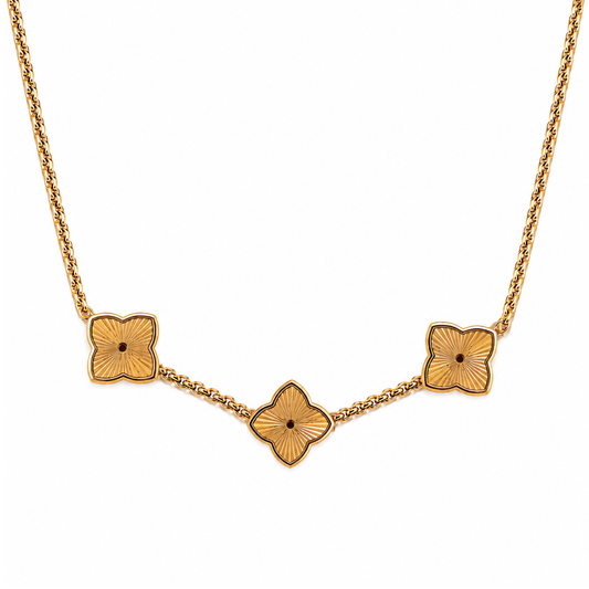 Isaebella | Gold Plated Textured Multi-Clover Necklace