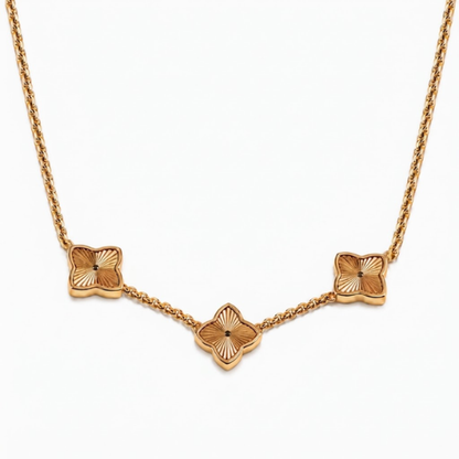 Isaebella | Gold Plated Textured Multi-Clover Necklace