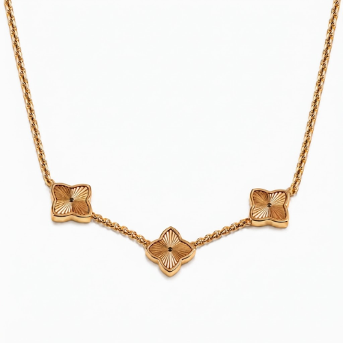 Isaebella | Gold Plated Textured Multi-Clover Necklace