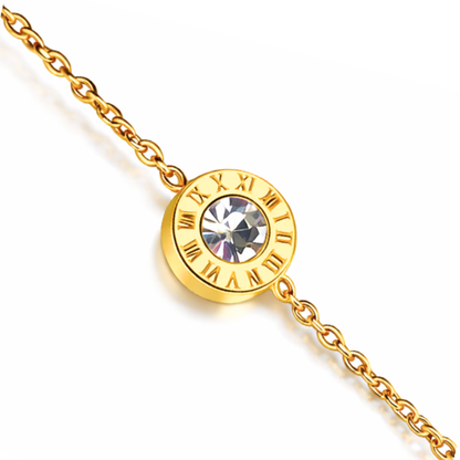 Hind | Gold Plated Roman Numeral Diamond Necklace