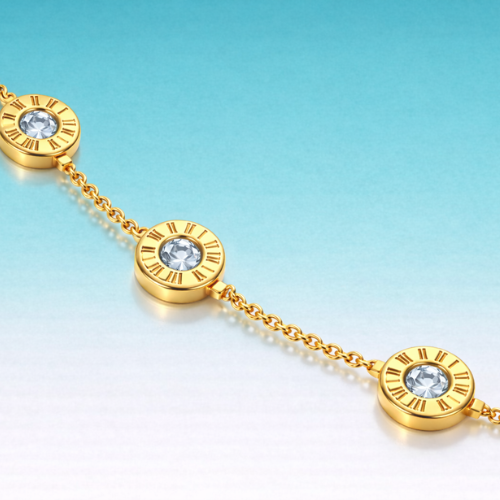 Hind | Gold Plated Roman Numeral Diamond Necklace