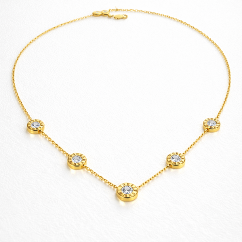 Hind | Gold Plated Roman Numeral Diamond Necklace
