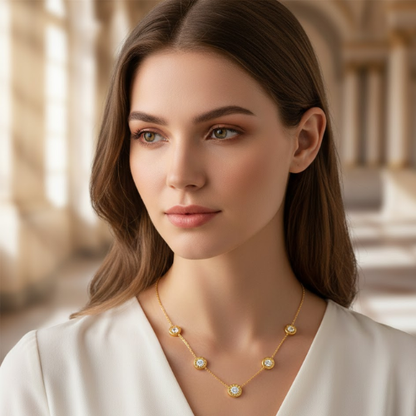 Hind | Gold Plated Roman Numeral Diamond Necklace