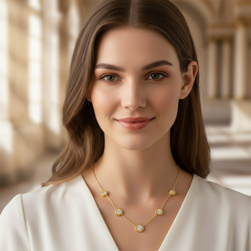 Hind | Gold Plated Roman Numeral Diamond Necklace