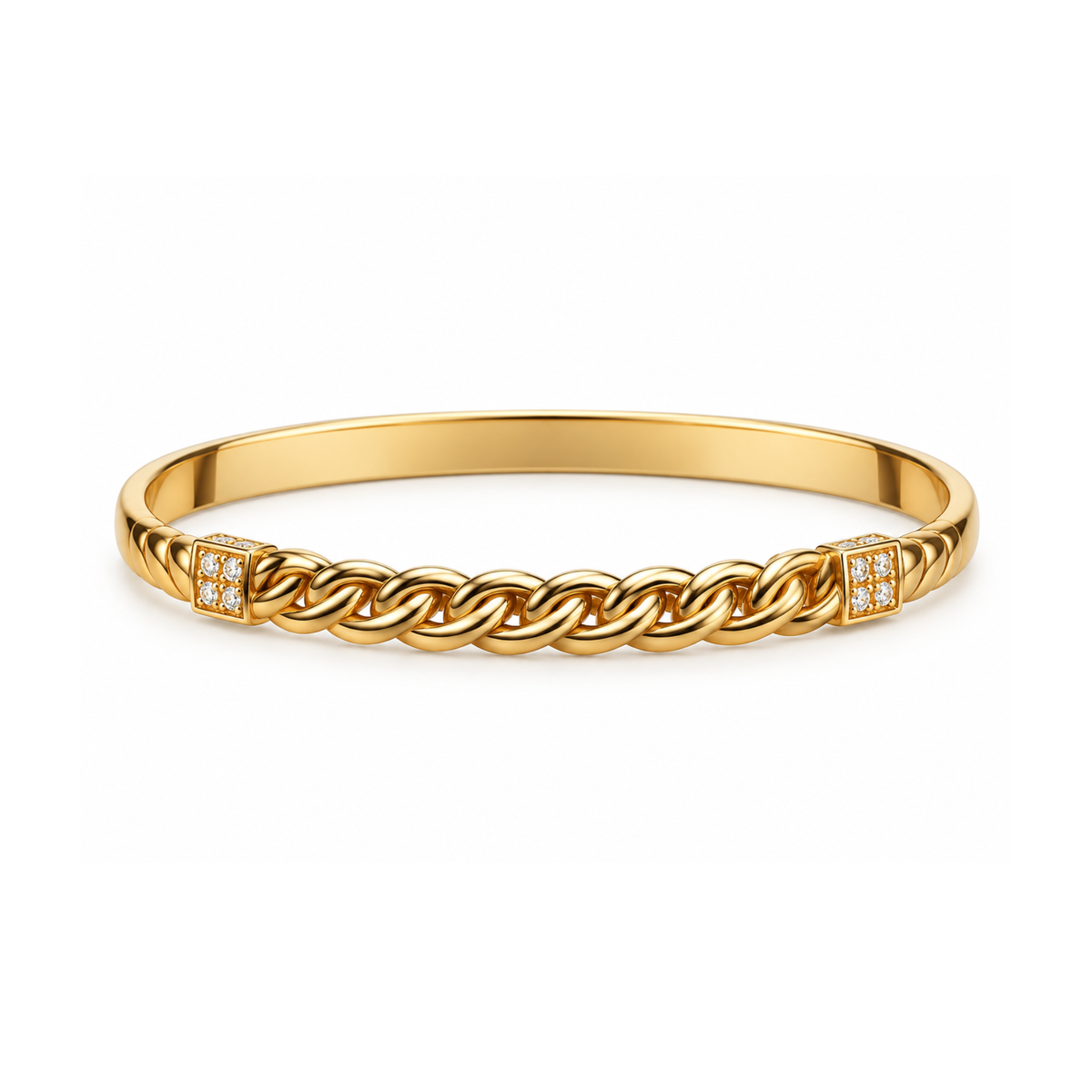 Deanna | Gold Plated Braided Inter-Linked Cuff Bangle
