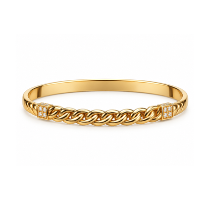 Deanna | Gold Plated Braided Inter-Linked Cuff Bangle