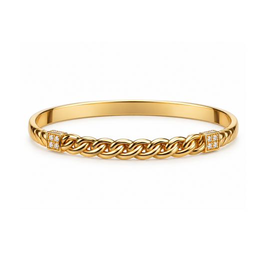 Deanna | Gold Plated Braided Inter-Linked Cuff Bangle