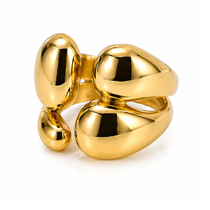 Elysia | Gold Plated Double Layer Vintage Chunky Boho Resizable Ring