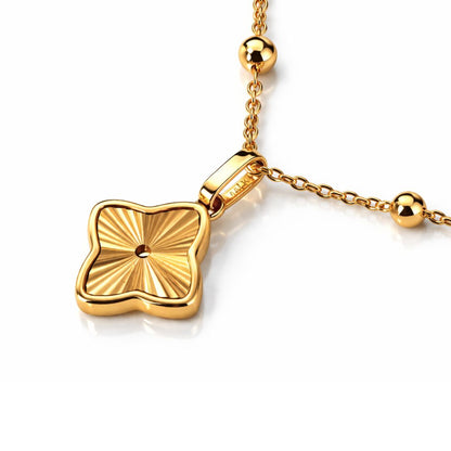 Clover Necklace - Textured Gold-Plated Four-Leaf Clover Necklace