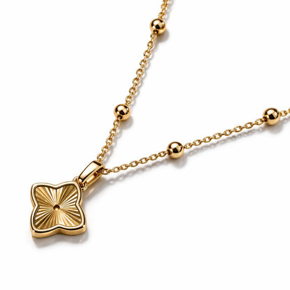 Clover Necklace - Textured Gold-Plated Four-Leaf Clover Necklace
