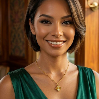 Clover Necklace - Textured Gold-Plated Four-Leaf Clover Necklace