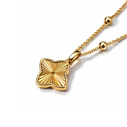 Clover Necklace - Textured Gold-Plated Four-Leaf Clover Necklace