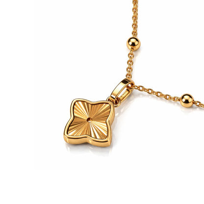 Clover Necklace - Textured Gold-Plated Four-Leaf Clover Necklace