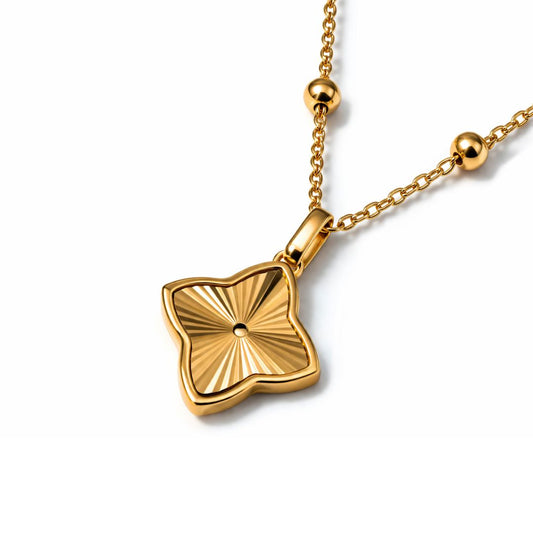 Clover Necklace - Textured Gold-Plated Four-Leaf Clover Necklace