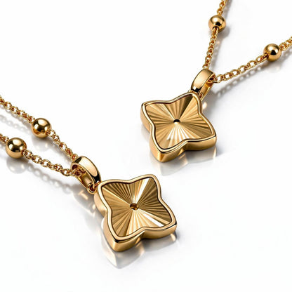 Clover Necklace - Textured Gold-Plated Four-Leaf Clover Necklace