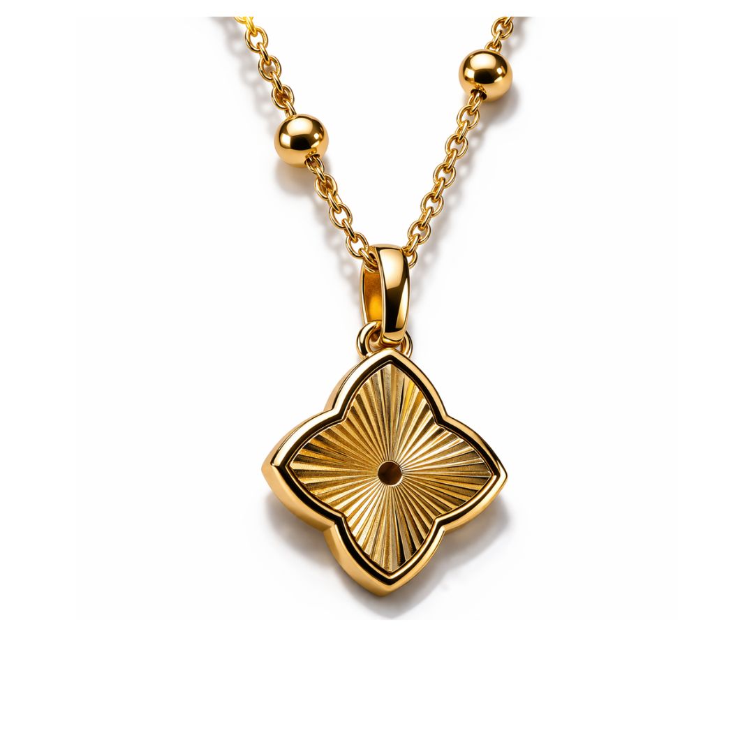 Clover Necklace - Textured Gold-Plated Four-Leaf Clover Necklace
