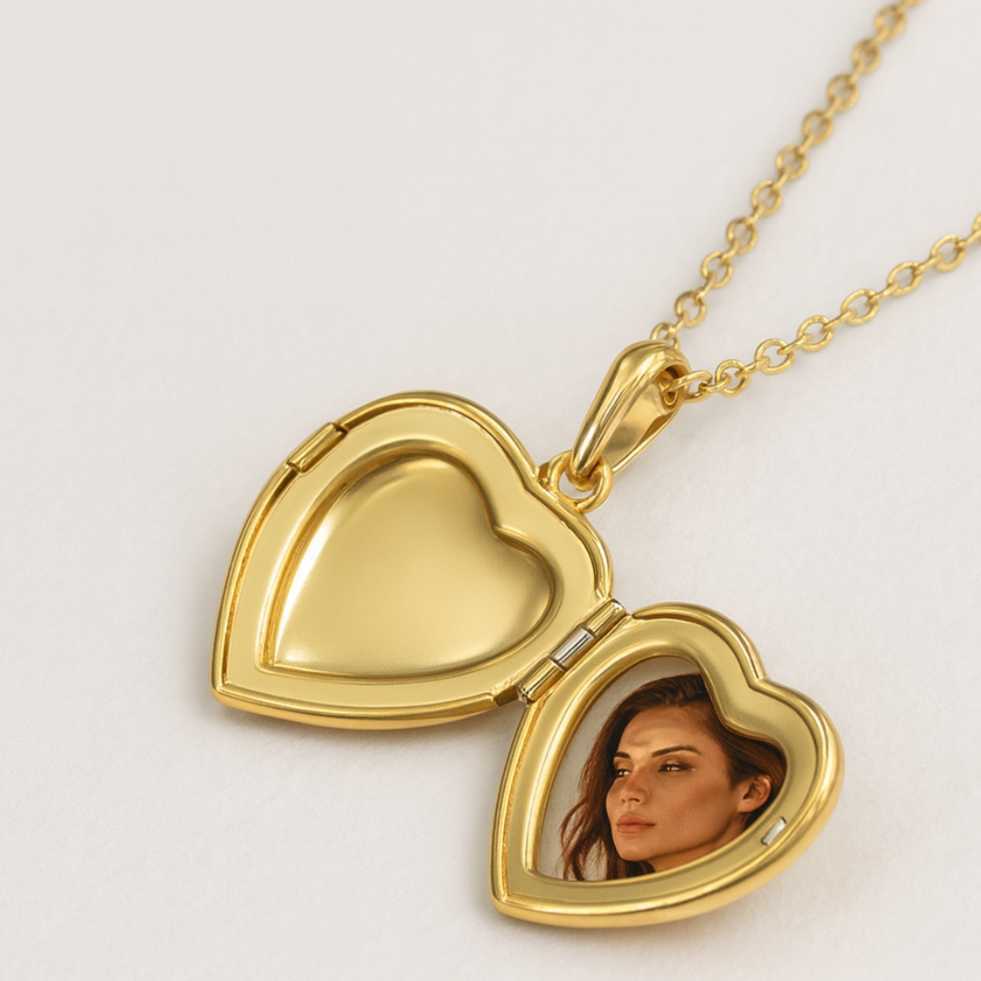 Inna | Gold (18K) Plated Heart Photo Frame Locket Pendant Waterproof Necklace Christmas Gift