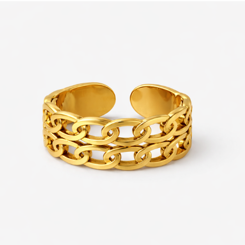 Georgina | Gold Plated Double Layered Braided Chain Resizable Ring