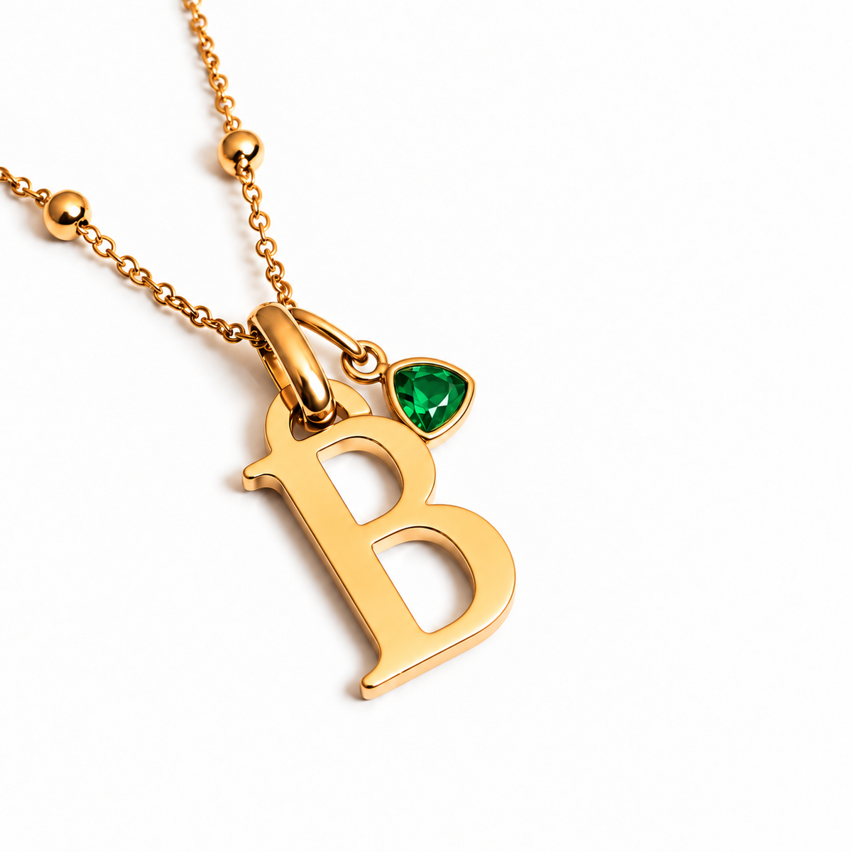 Kenza| Gold Plated Monogram Birthstone Initial Necklace