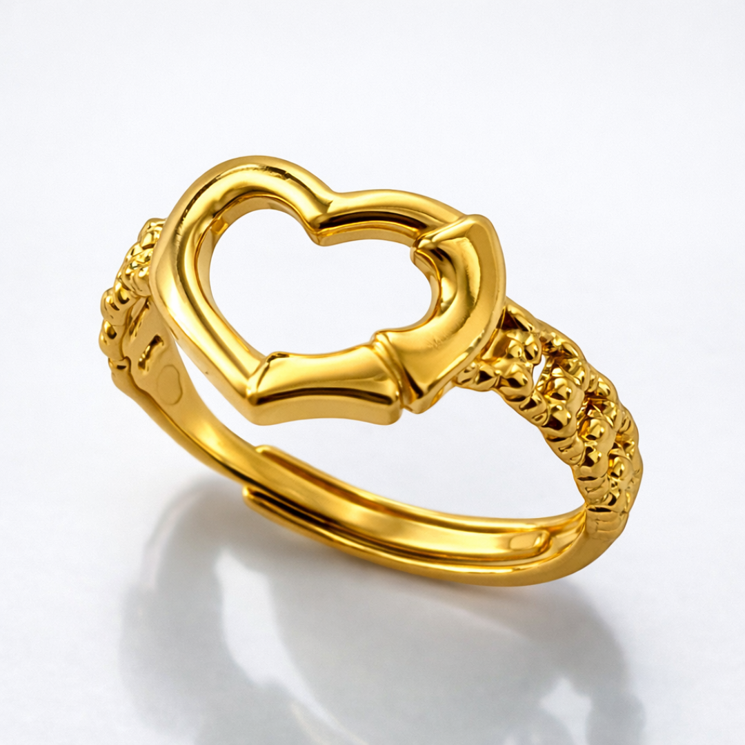 Caroline | Gold Plated Hollow Heart Resizable Ring