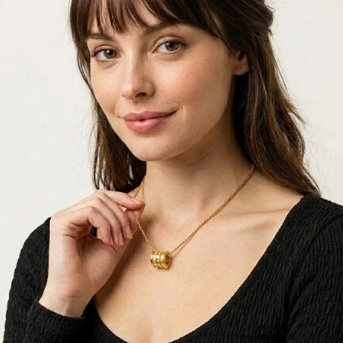 Astrid | Gold Plated Cordelia Cylinder Necklace