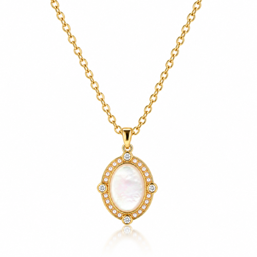 Freya | Gold Plated Halo Pendant Necklace