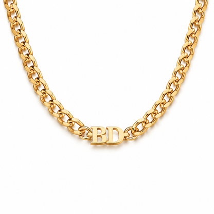 Elise | Gold Plated Initial Cuban Choker Necklace