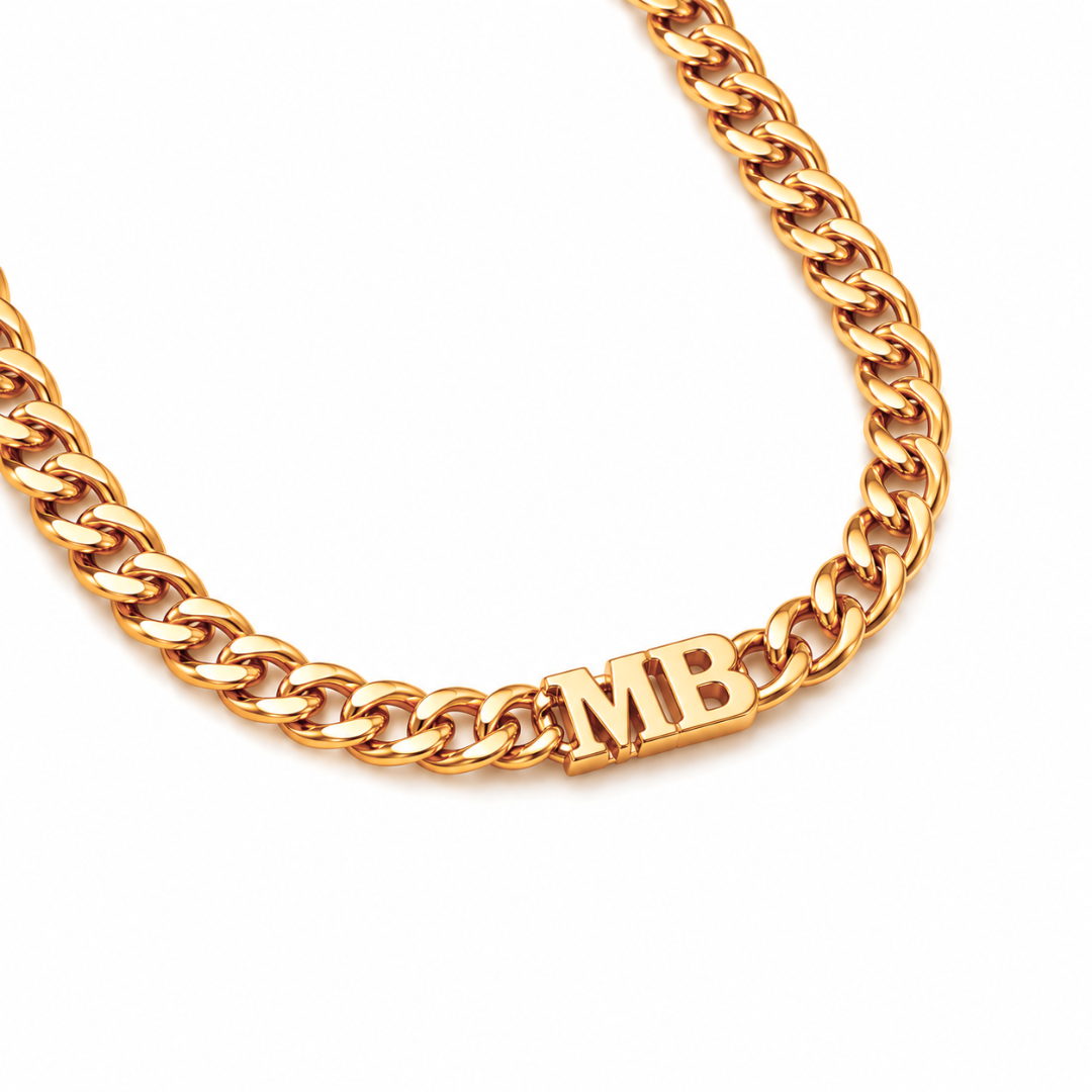 Elise | Gold Plated Initial Cuban Choker Necklace