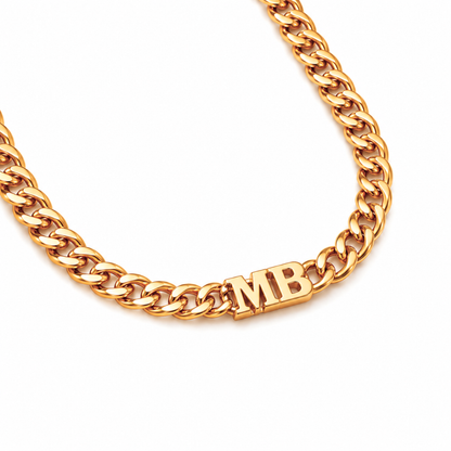 Elise | Gold Plated Initial Cuban Choker Necklace