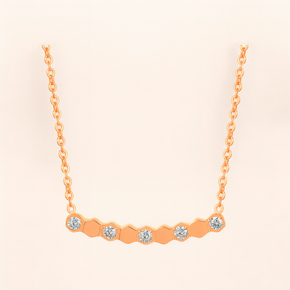 Beth | Gold (18K) and Rose Gold Plated Honeycomb Bar Pendant Waterproof Necklace with Zircons