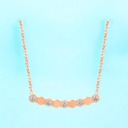 Beth | Gold and Rose Gold Plated Honeycomb Pendant Necklace with Zircons