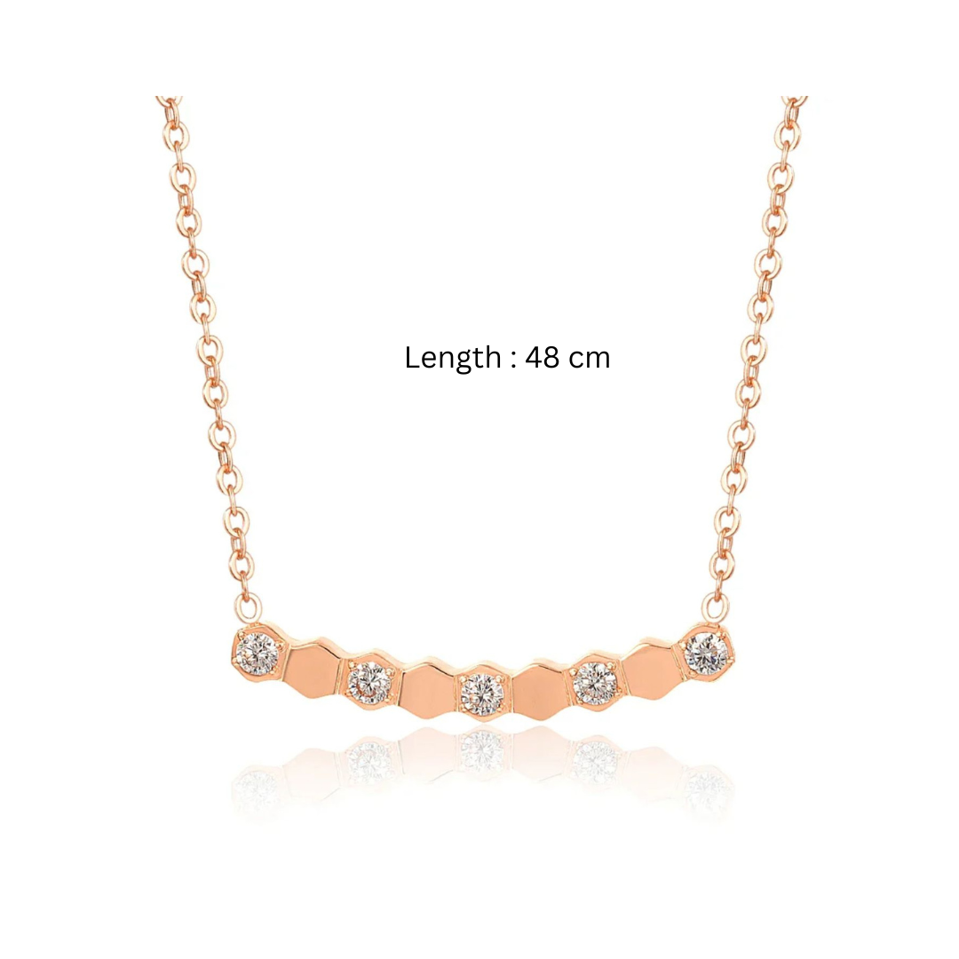 Beth | Gold and Rose Gold Plated Honeycomb Pendant Necklace with Zircons