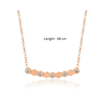 Beth | Gold and Rose Gold Plated Honeycomb Pendant Necklace with Zircons