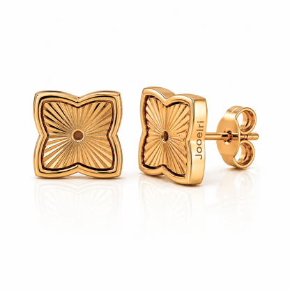 Lara | Gold Plated Textured Four-Leaf Clover Stud Earrings