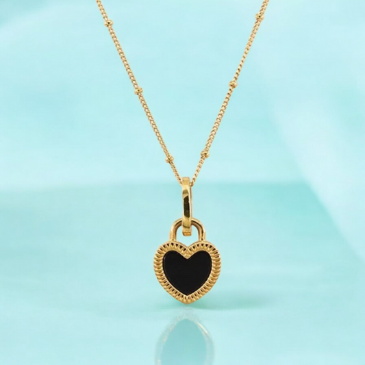 Sahara | Gold Plated Double-Sided Heart Pendant Necklace